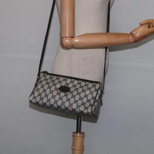 GUCCI GG Supreme Shoulder Bag PVC Navy Gold Auth 148266
